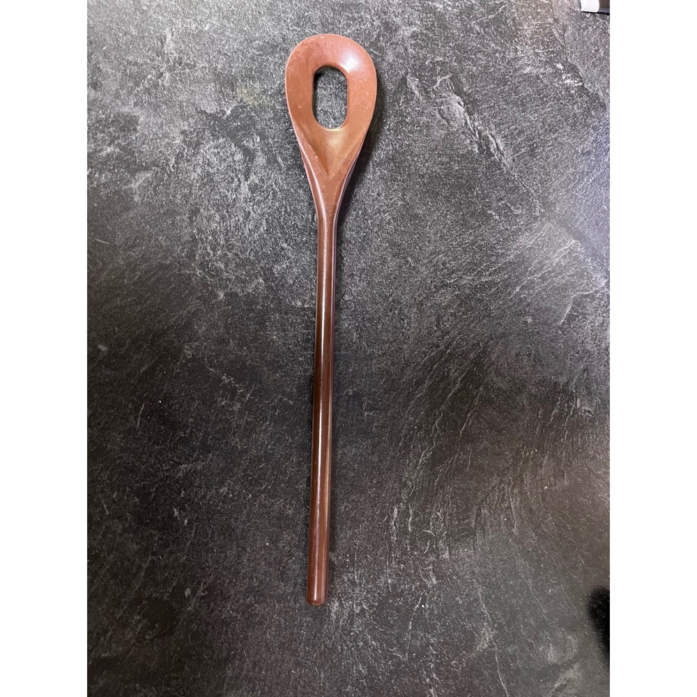 Vintage Copco No 848 Brown Melamine Slotted Mixing Spoon Made in USA Retro MCM